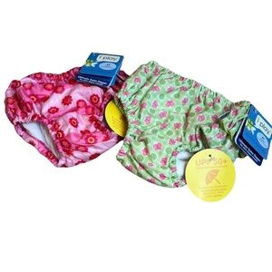 NEW 2 I Play Reusable Swim Diapers SPF 50+ SZ 4T Pink Flowers Green Butterflies